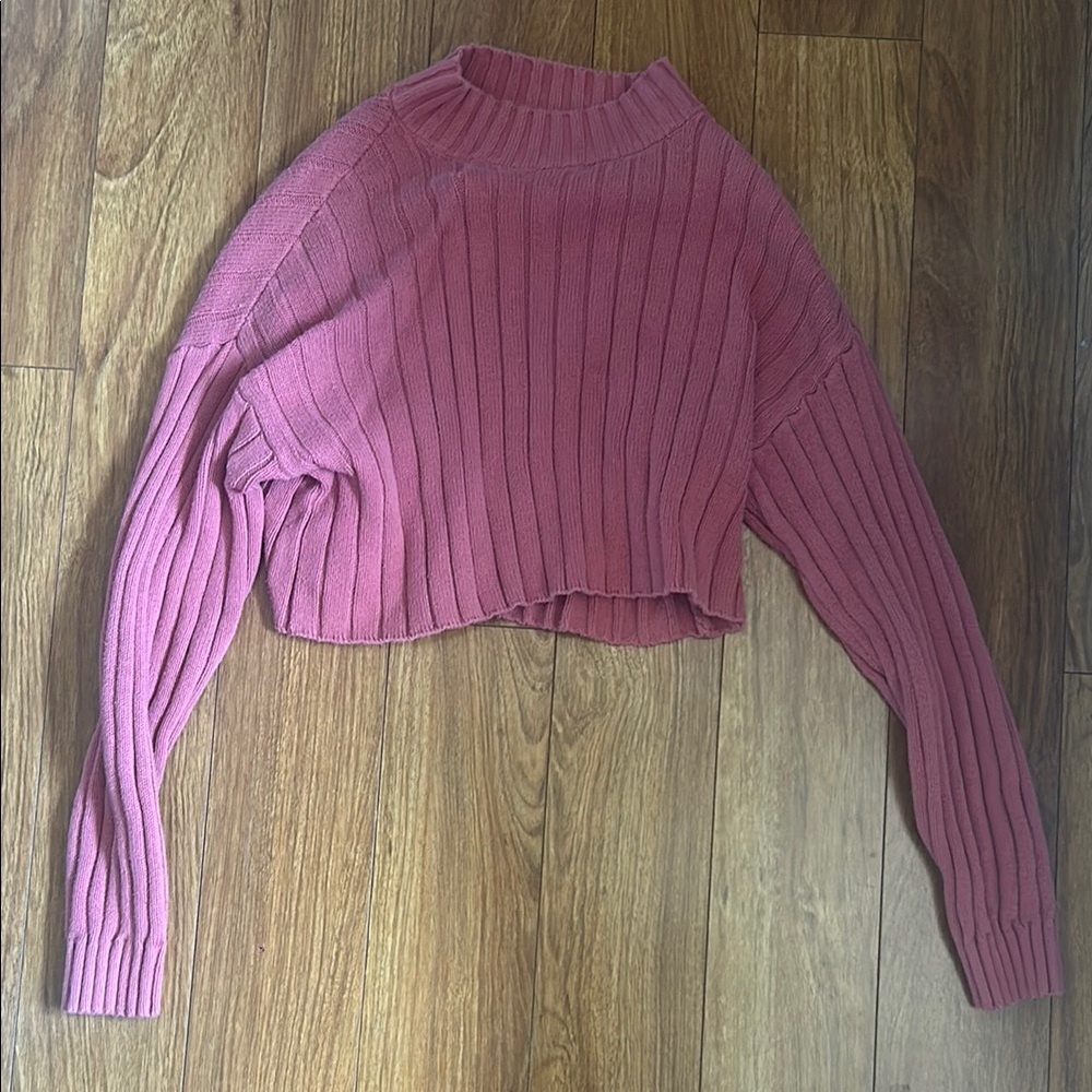 La Hearts Dusty Rose Ribbed Sweater